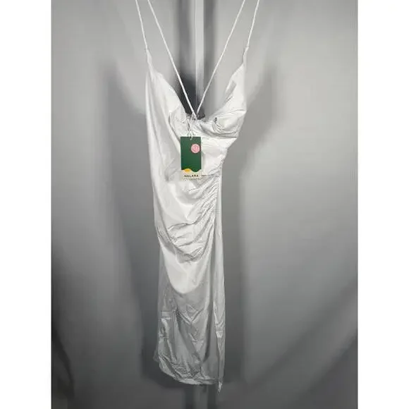 NWT Halara SoftlyZero Ruched Lace Up Bodycon Cool Touch Dress-UPF50+ White XS - Picture 2 of 11